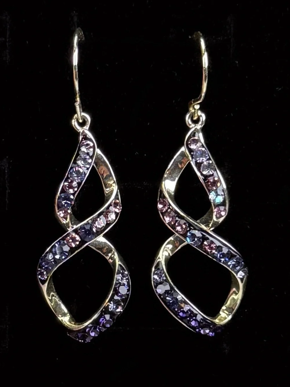 Silvertone Purple Twisted Pierced Dangle Earrings
